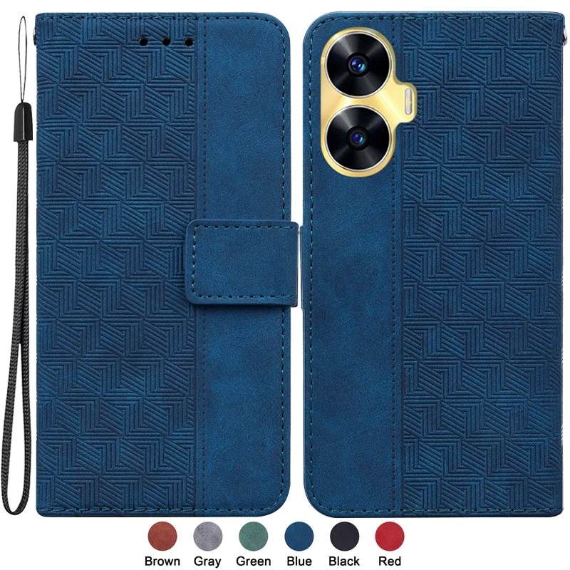 For Realme C55 6.72“ Case on Capa OPPO Realme C55 RMX3710 Realme C 55 Case Fashion Magnetic Geometric Textile Wallet Book Cover