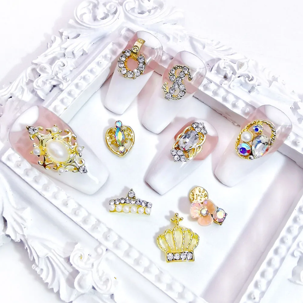 ネイル用ジュエリー,合金,10個ピース/ロットバッチ,ドル記号,水滴,ラインストーン,宝石,3D光沢のある金属装飾,ネイルアート用チャーム