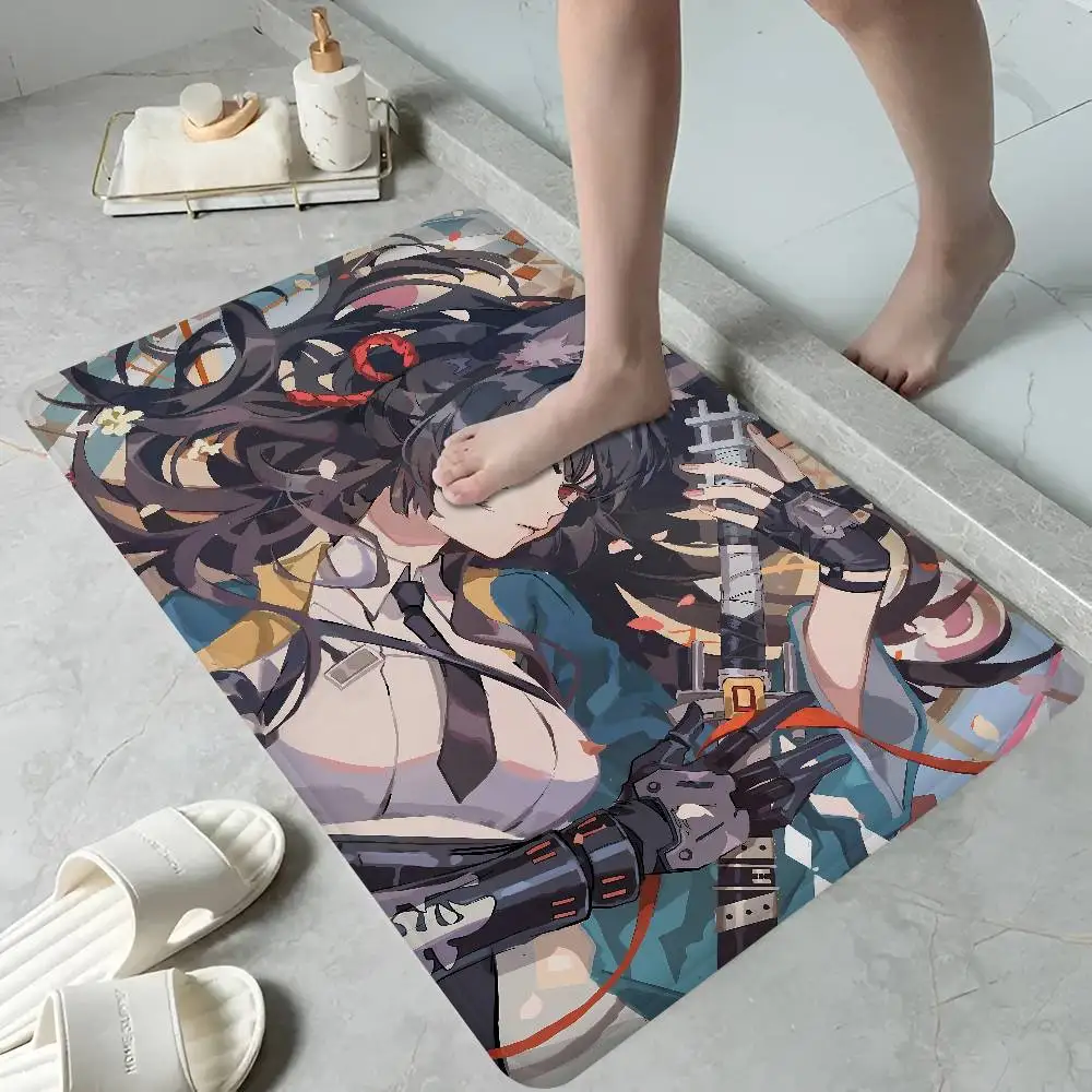 Zenless Zone Zero Hoshimi Miyabi Bathroom Mat Non-Slip Laundry Room Mat Laundry Decor Balcony Child Living Room Toilet Rug