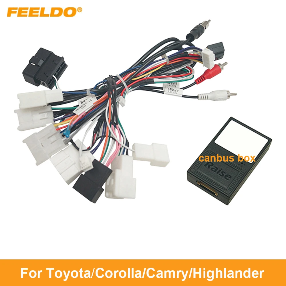 

FEELDO Car 16pin Audio Wiring Harness With Canbus Box For Toyota Corolla Camry Highlander Stereo Installation Wire Adapter