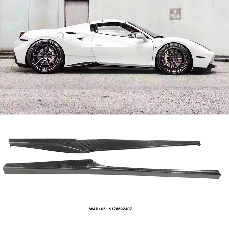 High Quality Dry Carbon Fiber Side Skirt forFerrari 488 Dry Carbon Fiber Side Extention Perfect Fitment