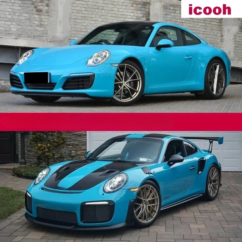 Auto Parts Body Kit for Porshce 911 991.1 991.2 to Gt2 Rs Style Exhaust Bumper Lip Hood Trunk Spoiler Facelift Wing