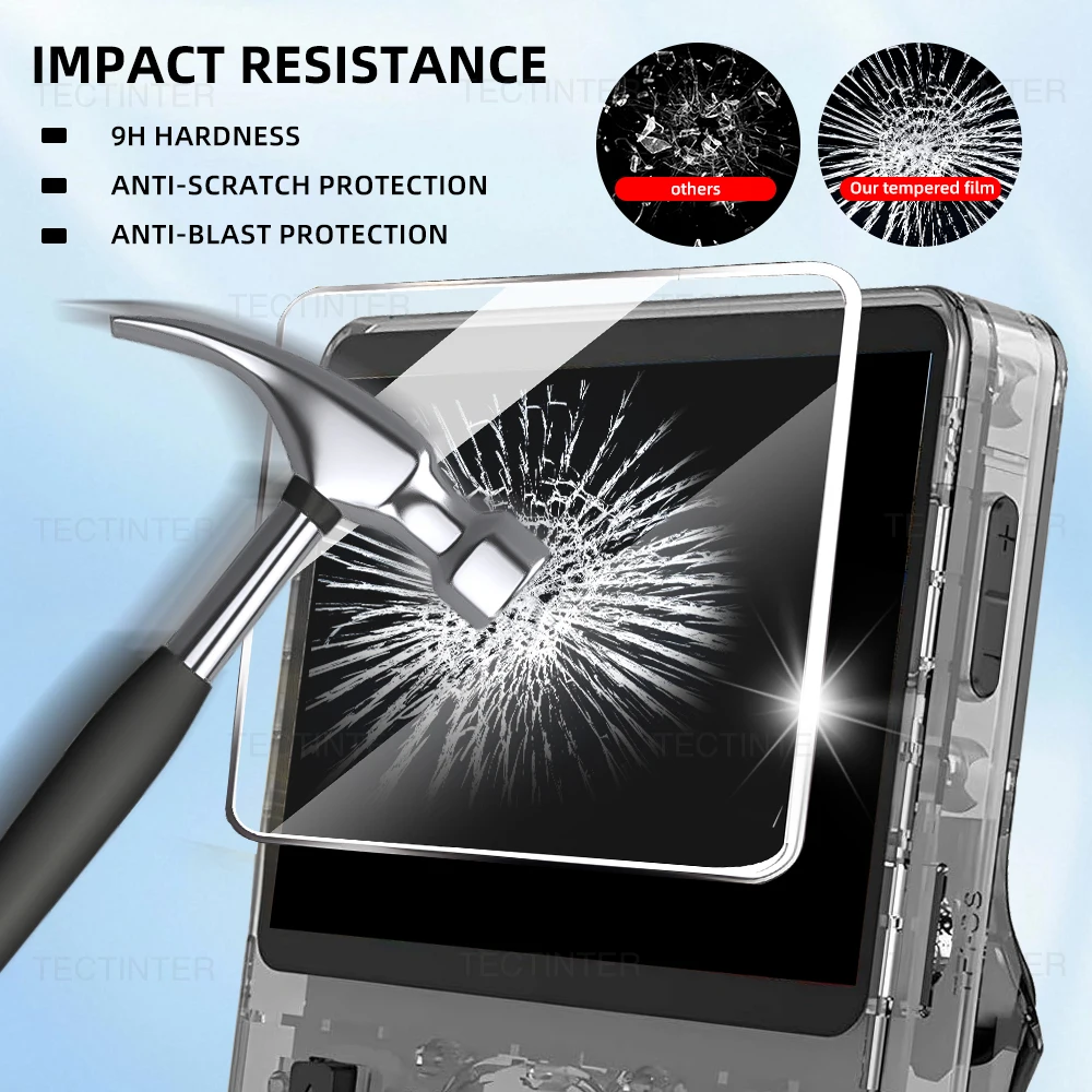 الزجاج المقسى فيلم + حقيبة ل R36S/R35S/RGB20S وحدة تحكم بجهاز لعب محمول واقي للشاشة غطاء الفيلم لملحقات R35S/RGB20S