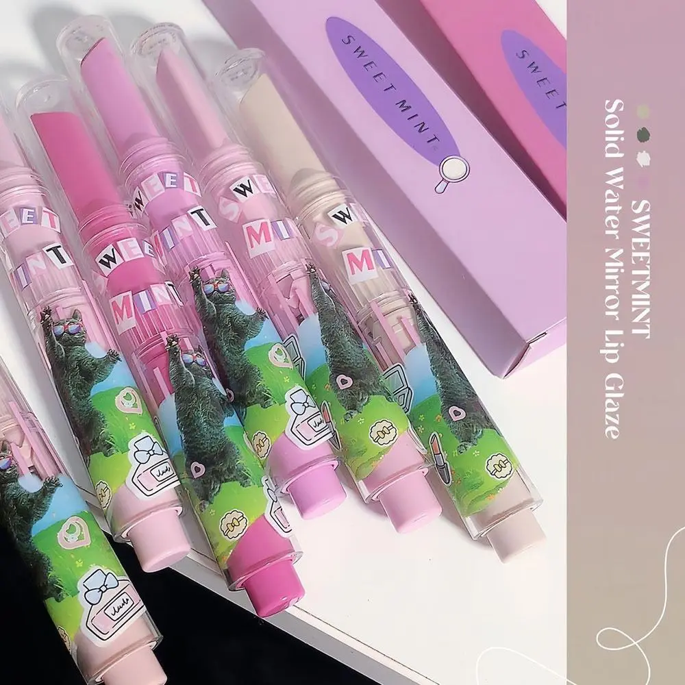 Solid Cartoon Cat Lipstick Natural Waterproof Long-lasting antiaderente Cup Lip Gloss colore nudo alla moda