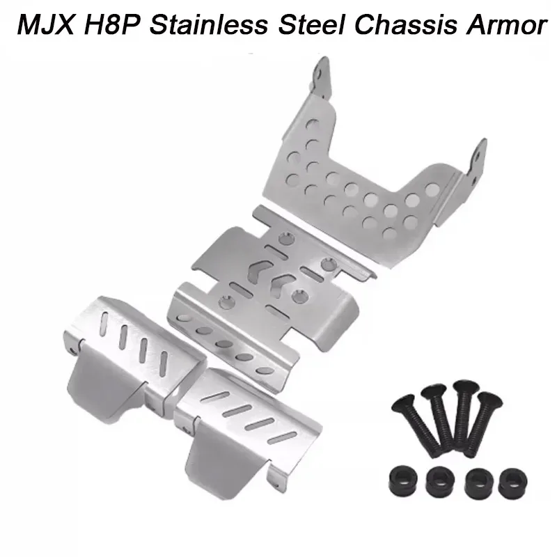 Stainless Steel Skid Plate Chassis Armor for MJX Hyper Go 1/8 H8P Ford Mustang RC Car Protective Underbody Upgrade Accessory