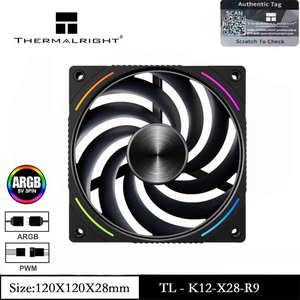 

Thermalright TL-K12-X28-R9 120mm Computer Case Fan, Low Noise/Ring Blade/LCP Material Polymer Blade/28mm Thick Fan