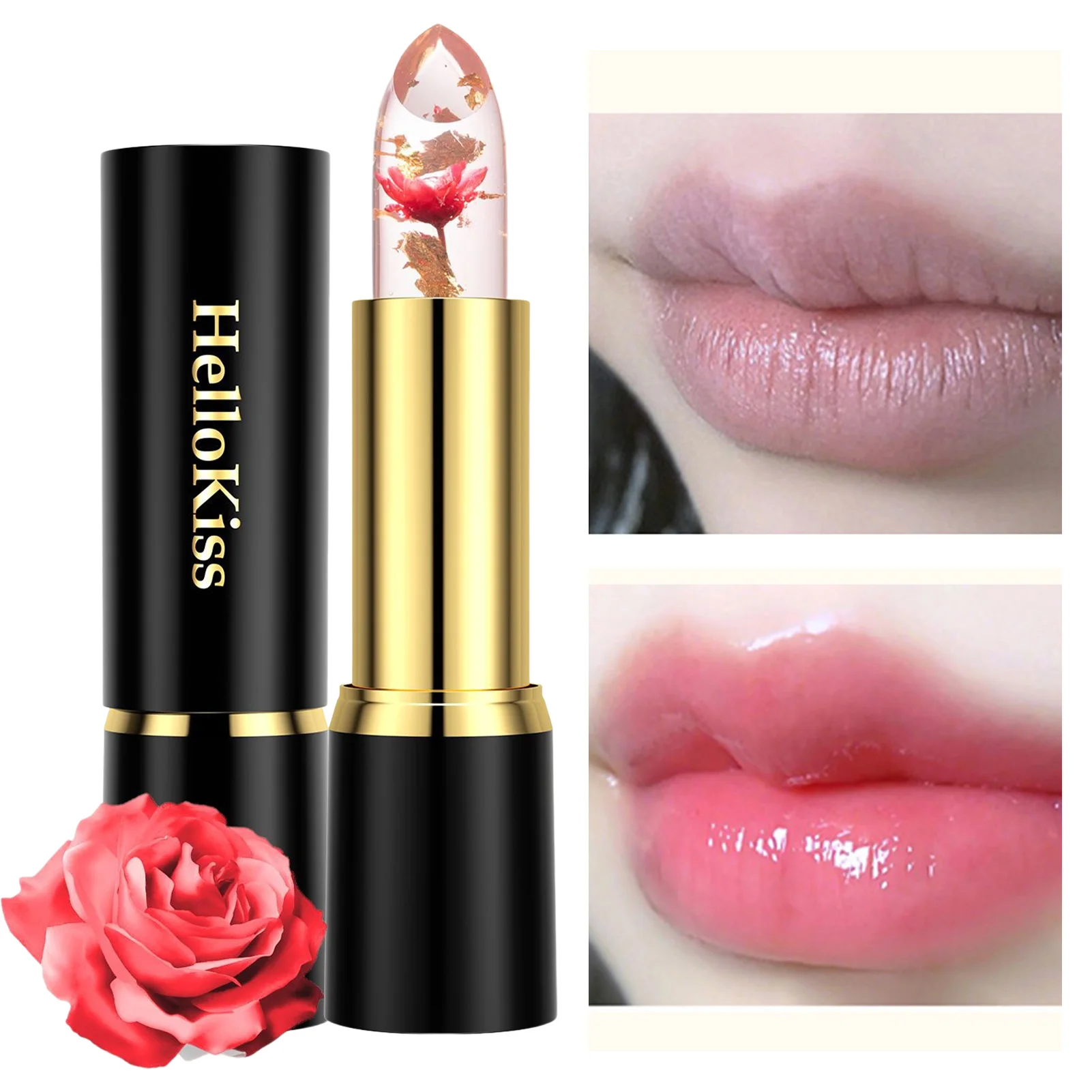 1pc Jelly Flower Lip Balm Moisture Lip Balm Attractive Candy-flavored Lip Gloss Natural Temperature Changed Color Lipstick