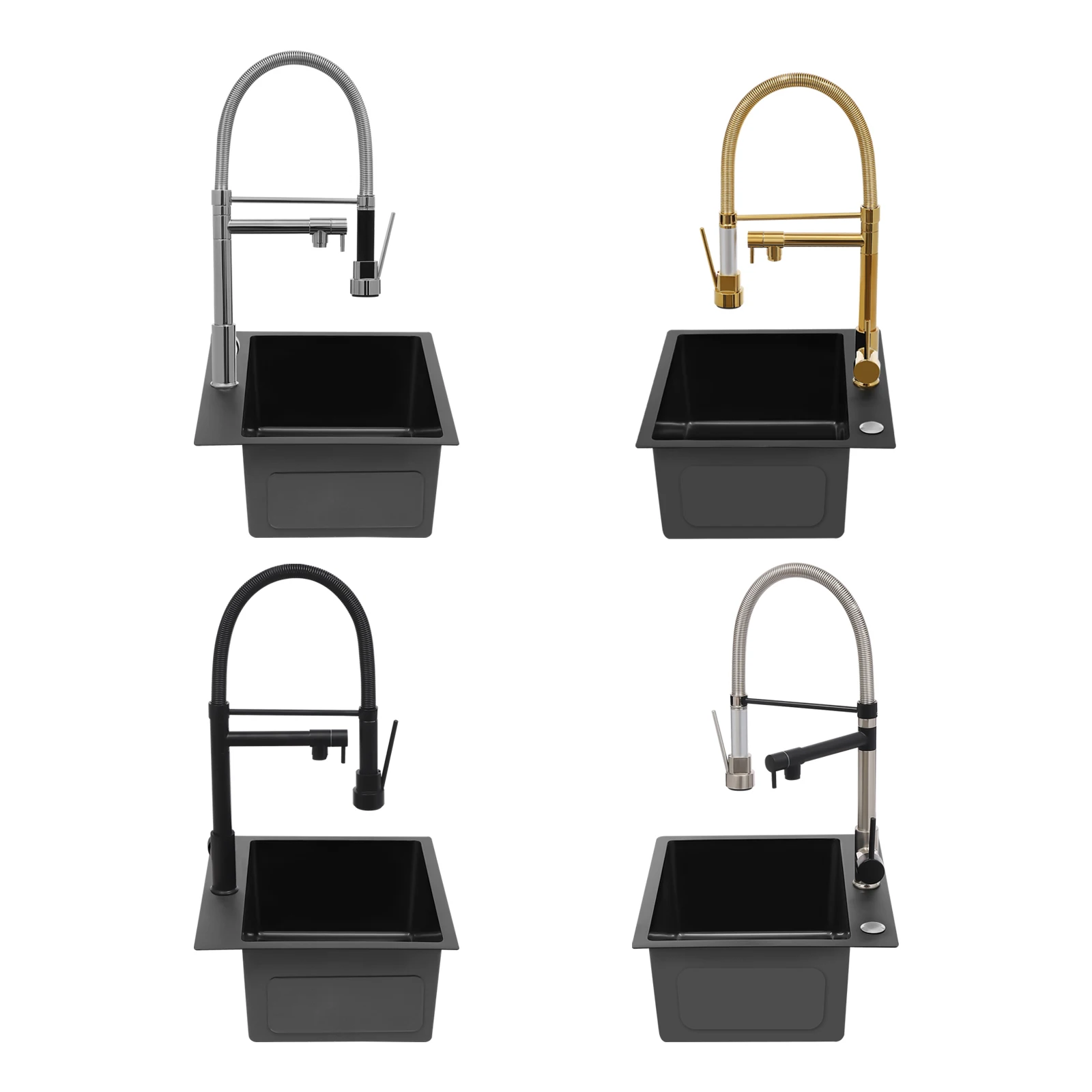 Pull Down Kitchen Faucet Single Handle Stainless Steel Faucets 360 Swivel Mixer Tap Dual Function Spray Head