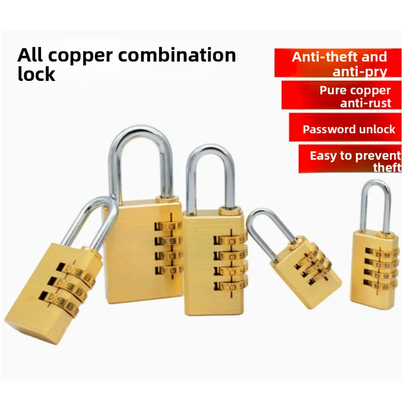 Practical Brass Mini 3/4 Digits Number Code Lock Combination Padlock Pad Lock Resettable For Travelling Bag Door Cabinet