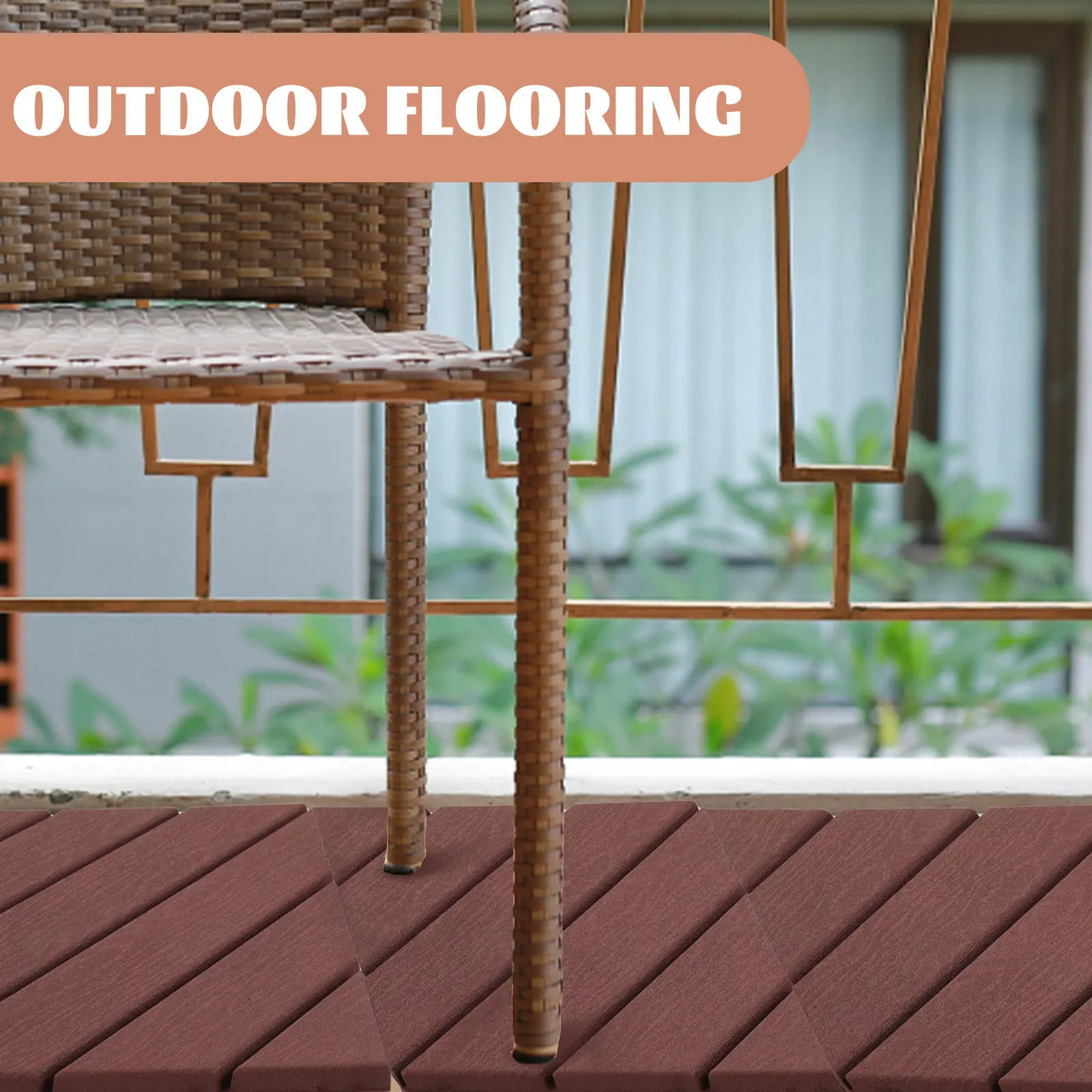 

4Pcs Plastic Interlocking Decking Tiles Outdoor Floor Covering for Garden Courtyard Porch Balcony High-Density Uv Resistant
