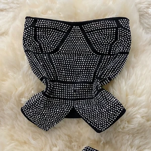 Camis feminino fora do ombro e calça de cintura alta, terno feminino, conjunto de festa diamantes preto e branco, gola barra, outono, novo, sexy 8 principais vendas conjunto branco calça e cropped - №5