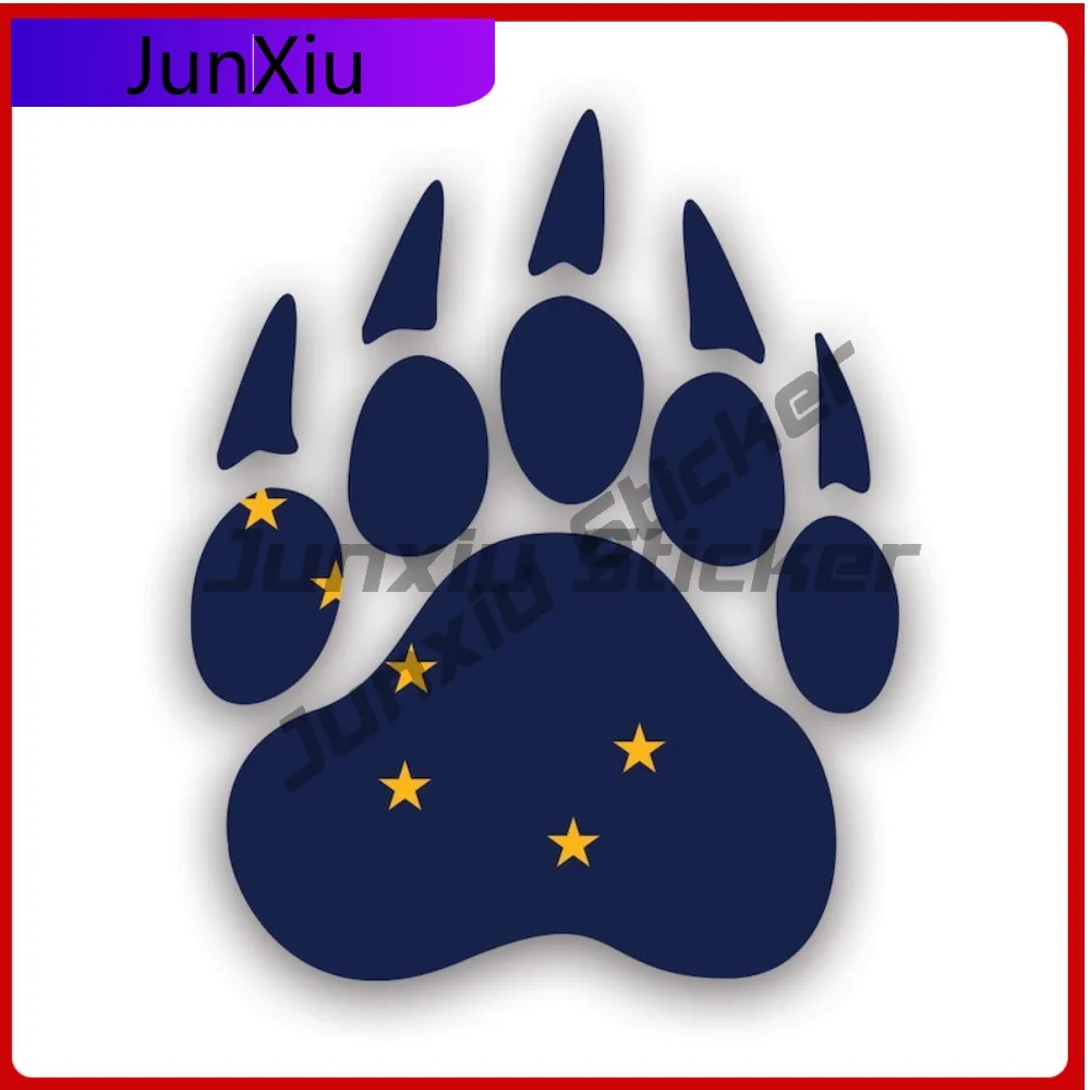 

Alaska State Bear Print Shaped Sticker Creative Decals Uv Protected Grizzly Track Tracks Polar Outdoors Explore Hiking Camping