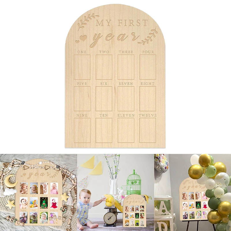 Newborn Milestone Photo Frame Wooden Baby Memorial Album Storage Frame Milestone Board Baby Souvenirs Craft Gifts Home Decor