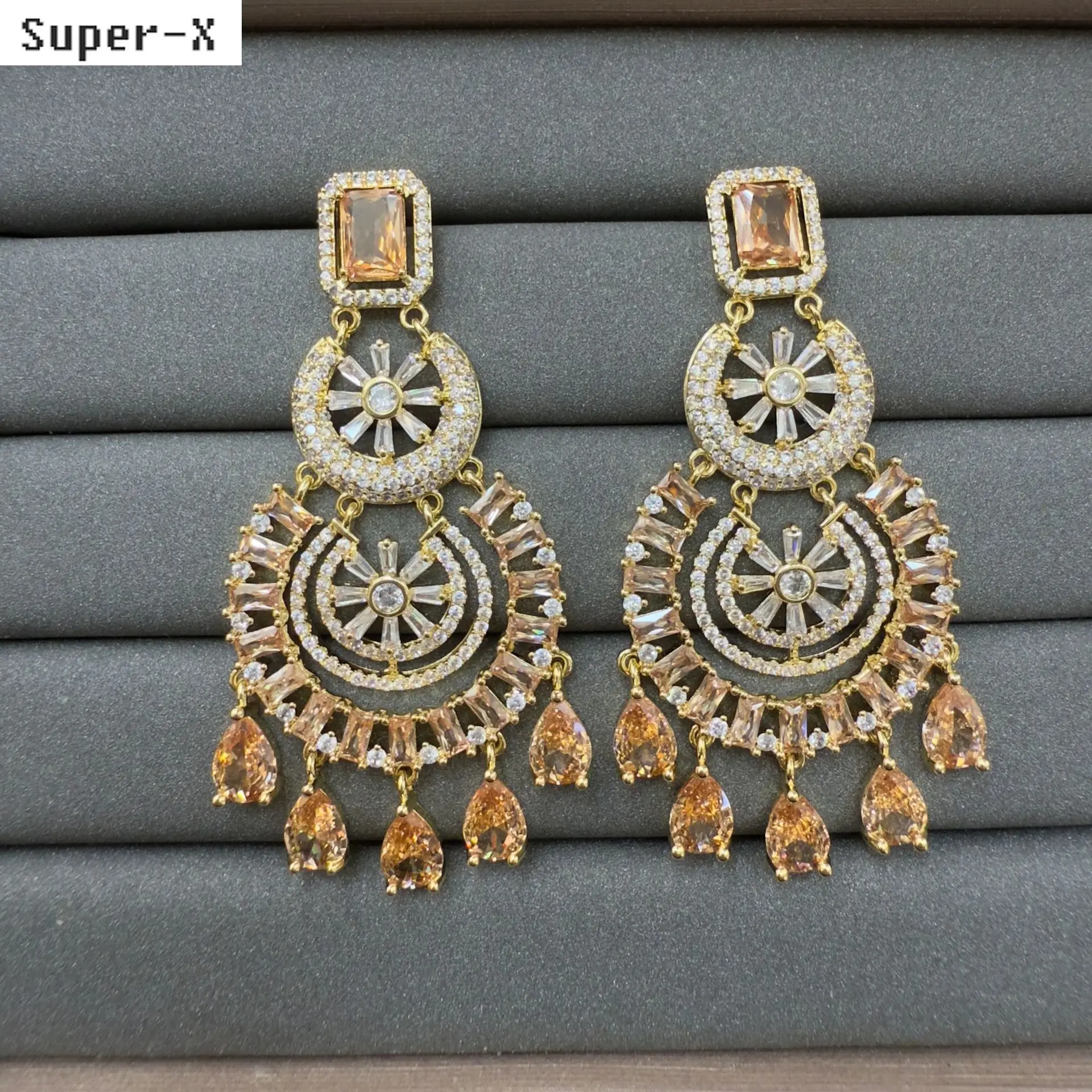 unique large earrings for women white yellow green champagne cubic zirconia large round dream catcher dangling earrings