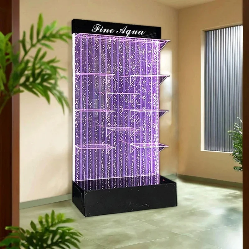 custom.Interior Design Rectangle Bubble Fountain Custom Acrylic Aquarium Wall Decor with Color Changing LED L