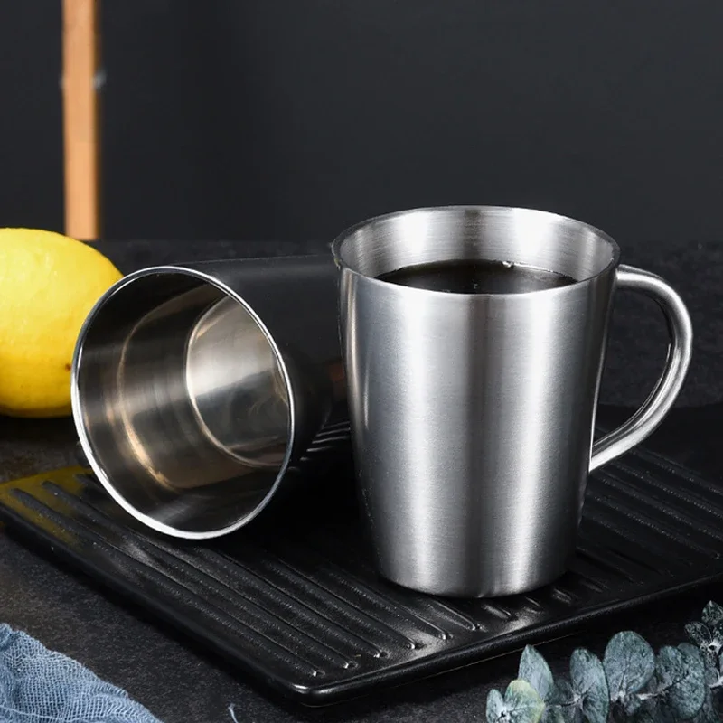 304 Stainless Steel Thermal Coffee Beer Mug Double-layer Tea Cup with Handle for Friends Drinkware Tableware Dropshipping