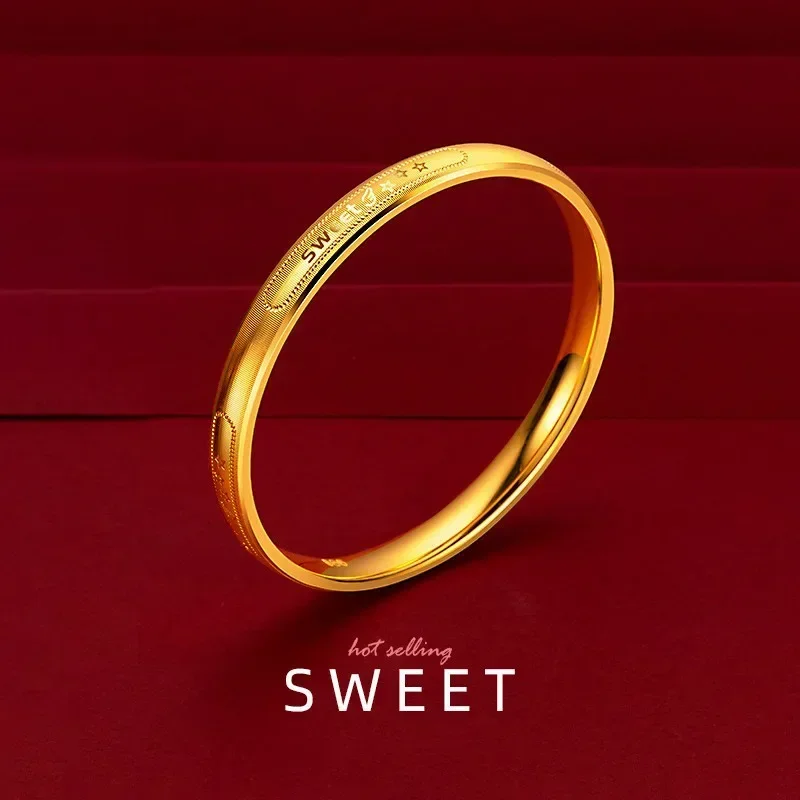 

9999 Real Gold 24K Boutique Hollow Bracelet, Women's Japanese and Korean Fashion SWEET Letter Star Bracelet Gift