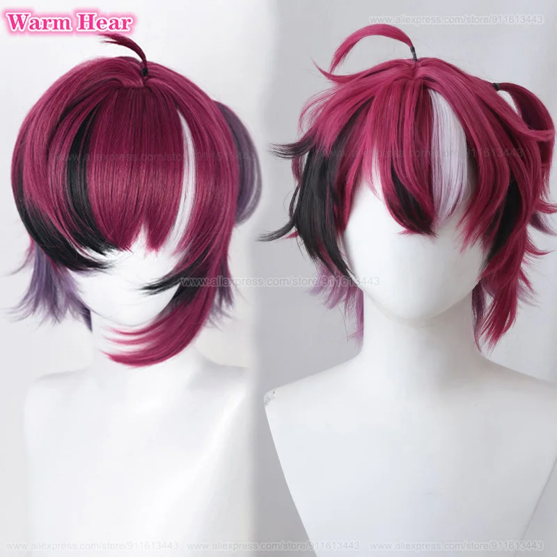 Vtuber Synthetic Doppio Dropscythe Cosplay Anime Wig 35cm Mixed Color Gradient Wig Heat Resistant Hair Party Wigs + Free Wig Cap