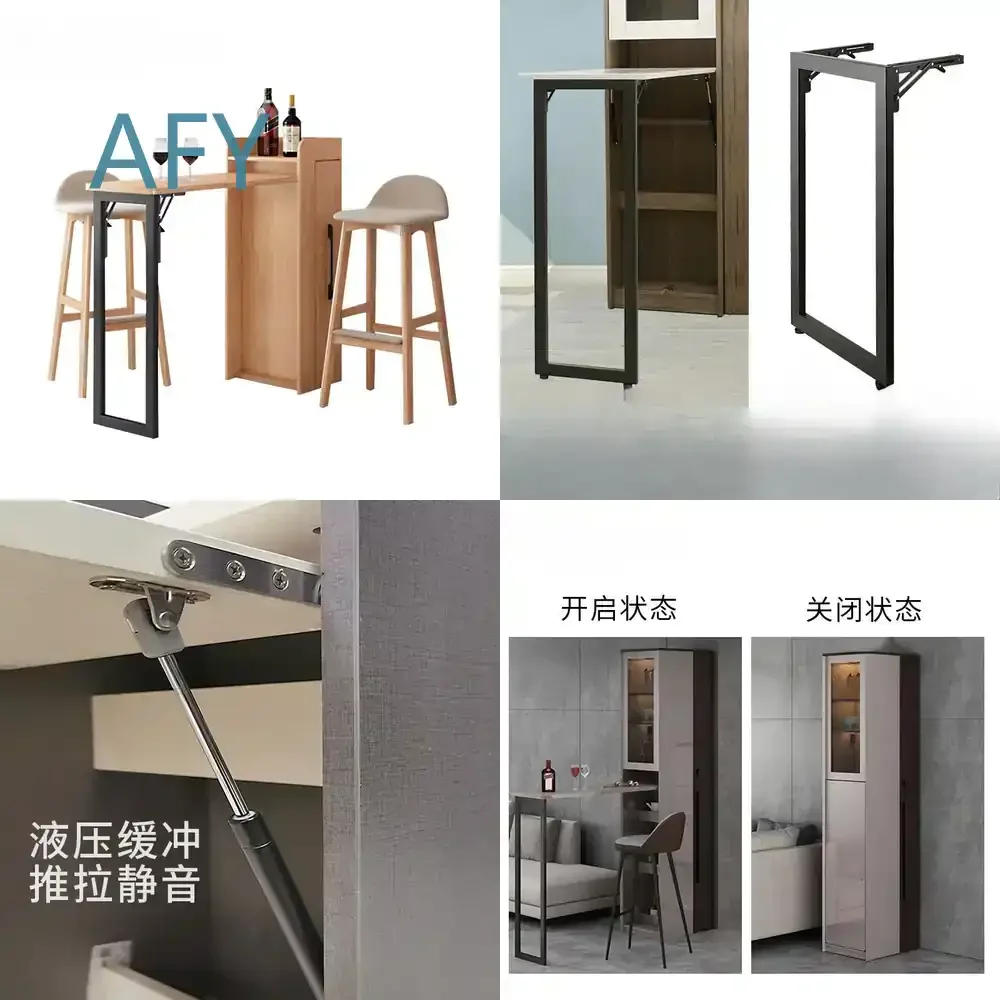 Flip-down Folding Table for Hidden Bar Cabinet Support Shelf Bookcase Wine Cabinet Entrance Storage Furniture Invisible