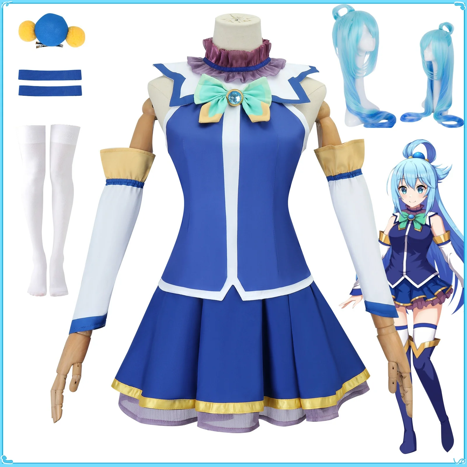 

Anime God's Blessing on This Wonderful World Cosplay Costume blue Dress Halloween Party for Women Cos Convention Disguise Wear