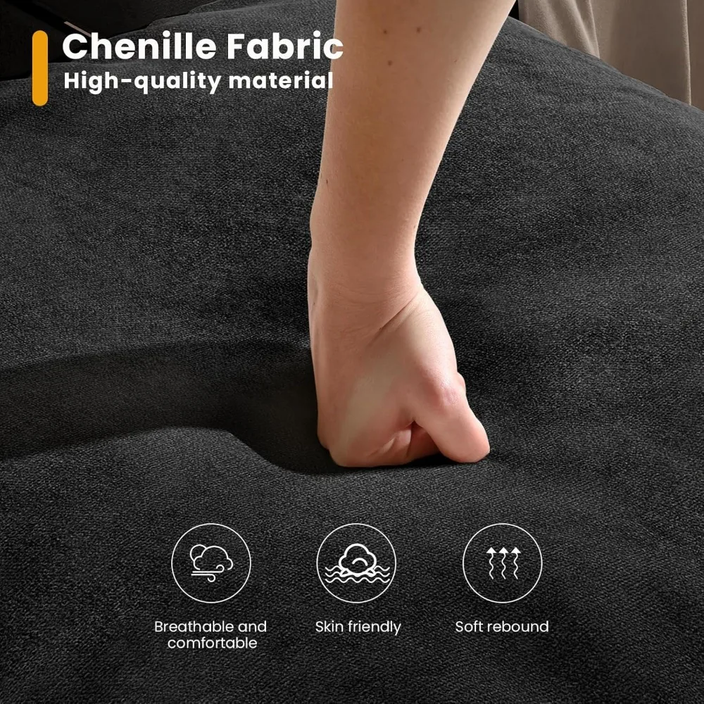 أريكة مقطعية لغرفة المعيشة، أريكة على شكل حرف U مقاس 112 بوصة مع مساحة تخزين، أرائك منزلية مع كرسي، أرائك عصرية مريحة مع