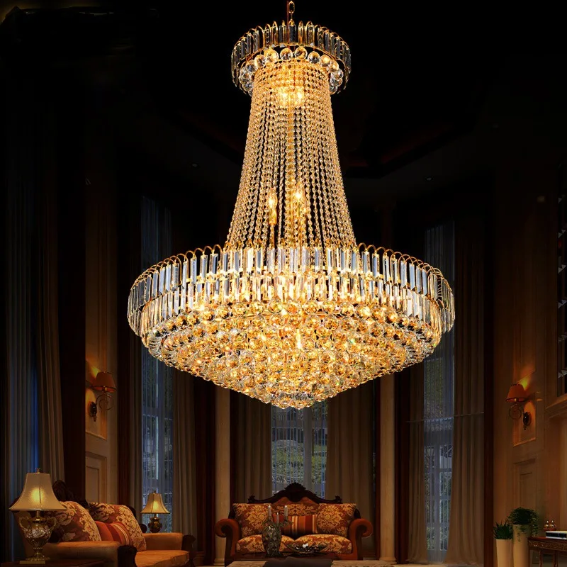 

Modern Luxury Crystal Led E14 Pendant Lights Plated Shiny Gold Metal Pendant Lamp Chain Hanging Lamp Deco Indoor Lighting Lamp