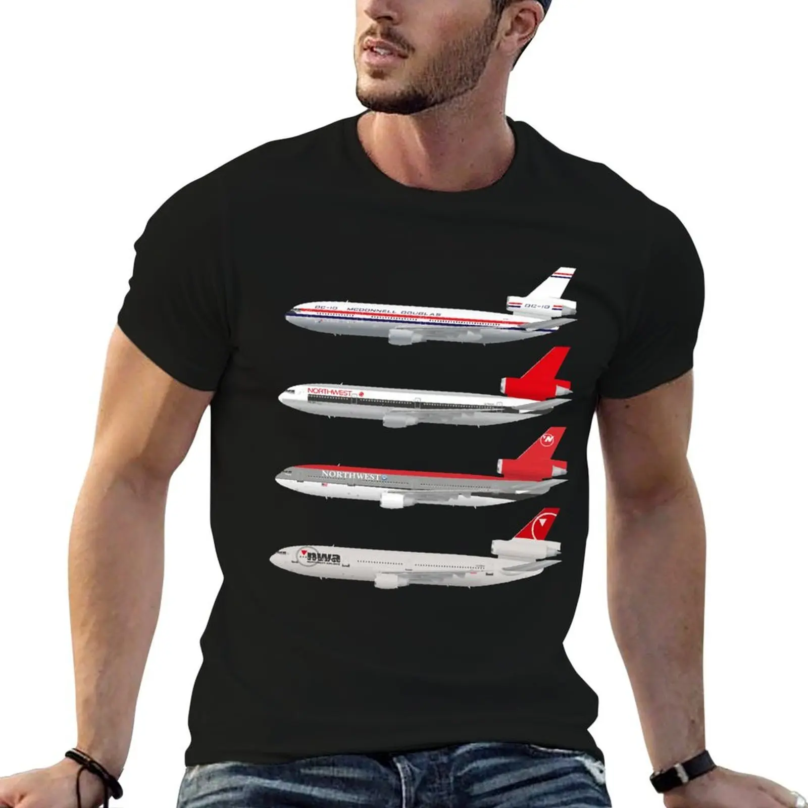 Wings In Uniform - DC-10 - Northwest Airlines - Through The Ages T-Shirt Lightweight Casual Summer T-Shirt