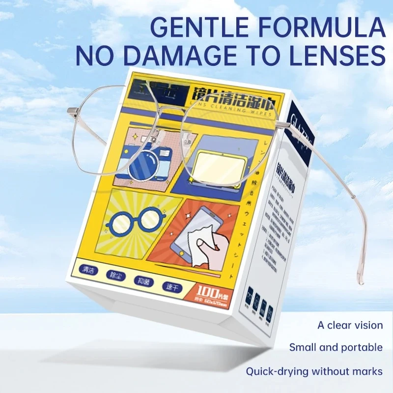 100pcs or10pcs-Count Disposable Glasses Cleaning Wipes, for Glasses, Screens, and Lenses