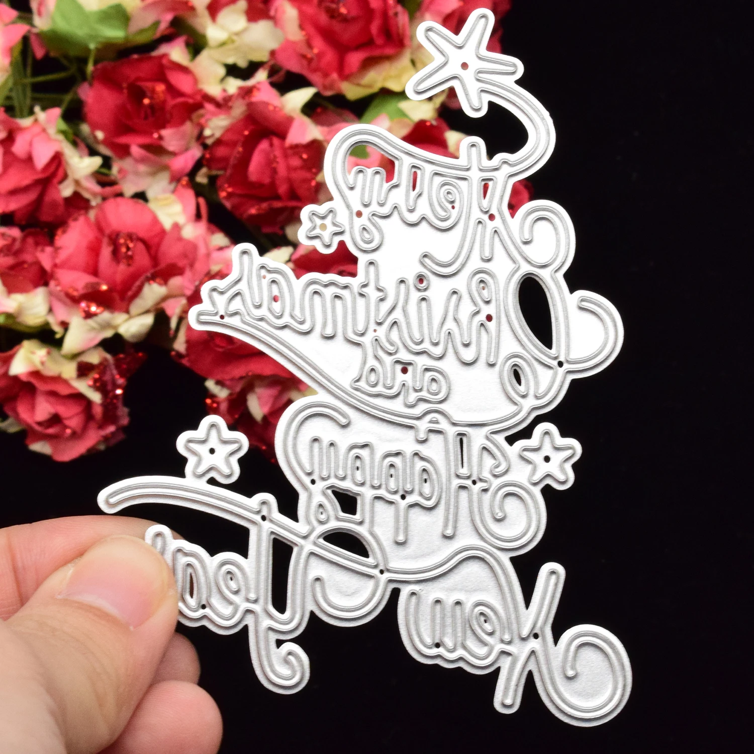 Christmas Tree Happy New Year Cutting Dies Xmas Gift Paper Die Cutting Template