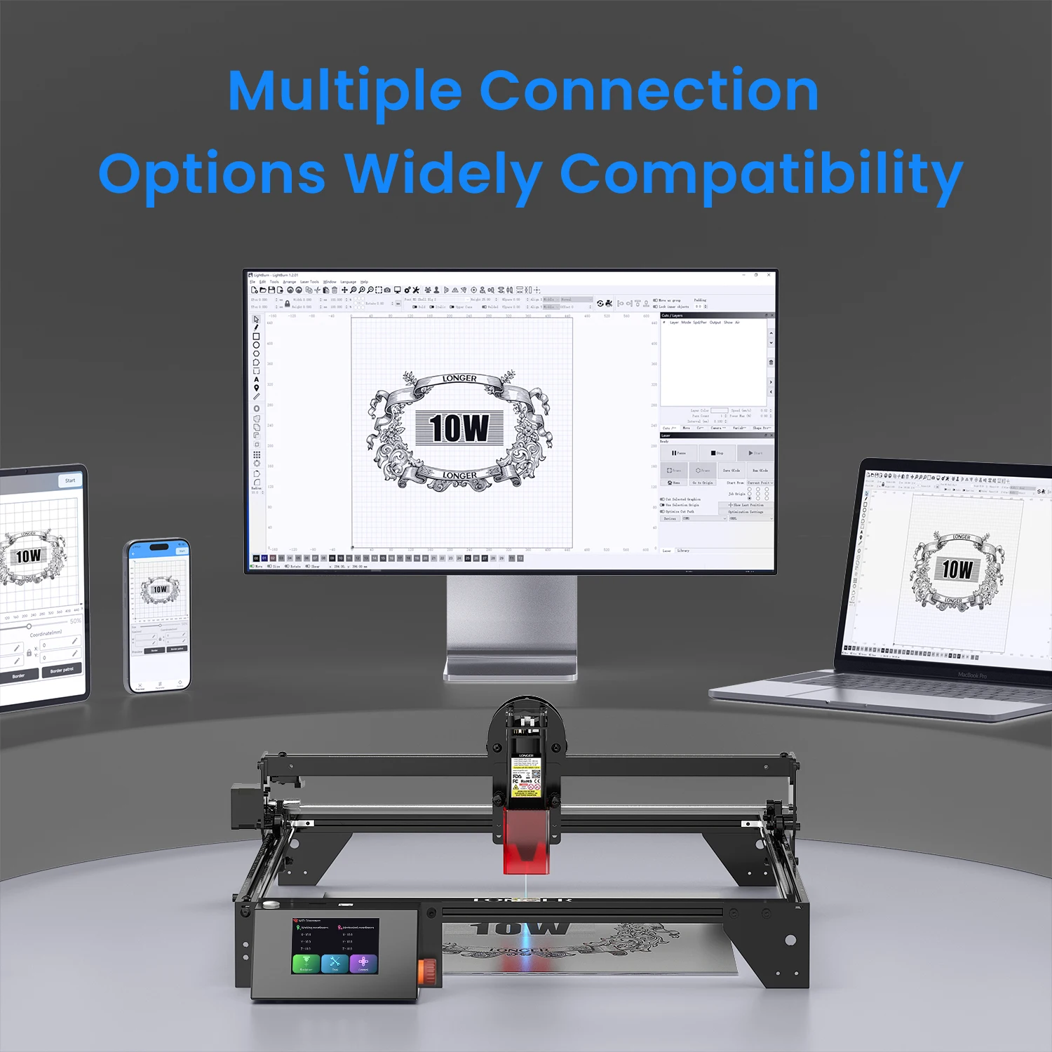 RAY5 10W Laser Cutting Engraving Machine WiFi/USB/APP/TF card Desktop co2 DIY CNC KIT Engraver Cutter Tools + Protective Goggles