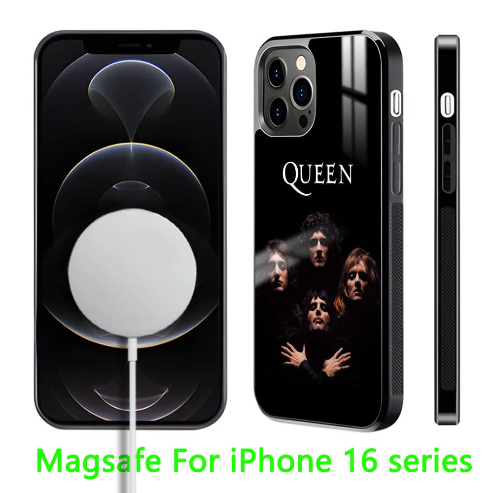 Queen F-Freddie Mercury Phone Case For iPhone 16 15 14 13 12 11 Pro Max Plus Mini Magnetic Magsafe Wireless Charging Cover