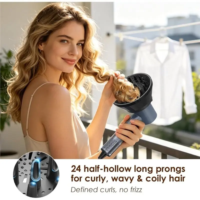 A83G-Diffuser Attachment For Hair Dryer - Universal Large-Collapsible Design Fits 1.5-3.2 Inch, For Thick, Long, Curly, Wavy
