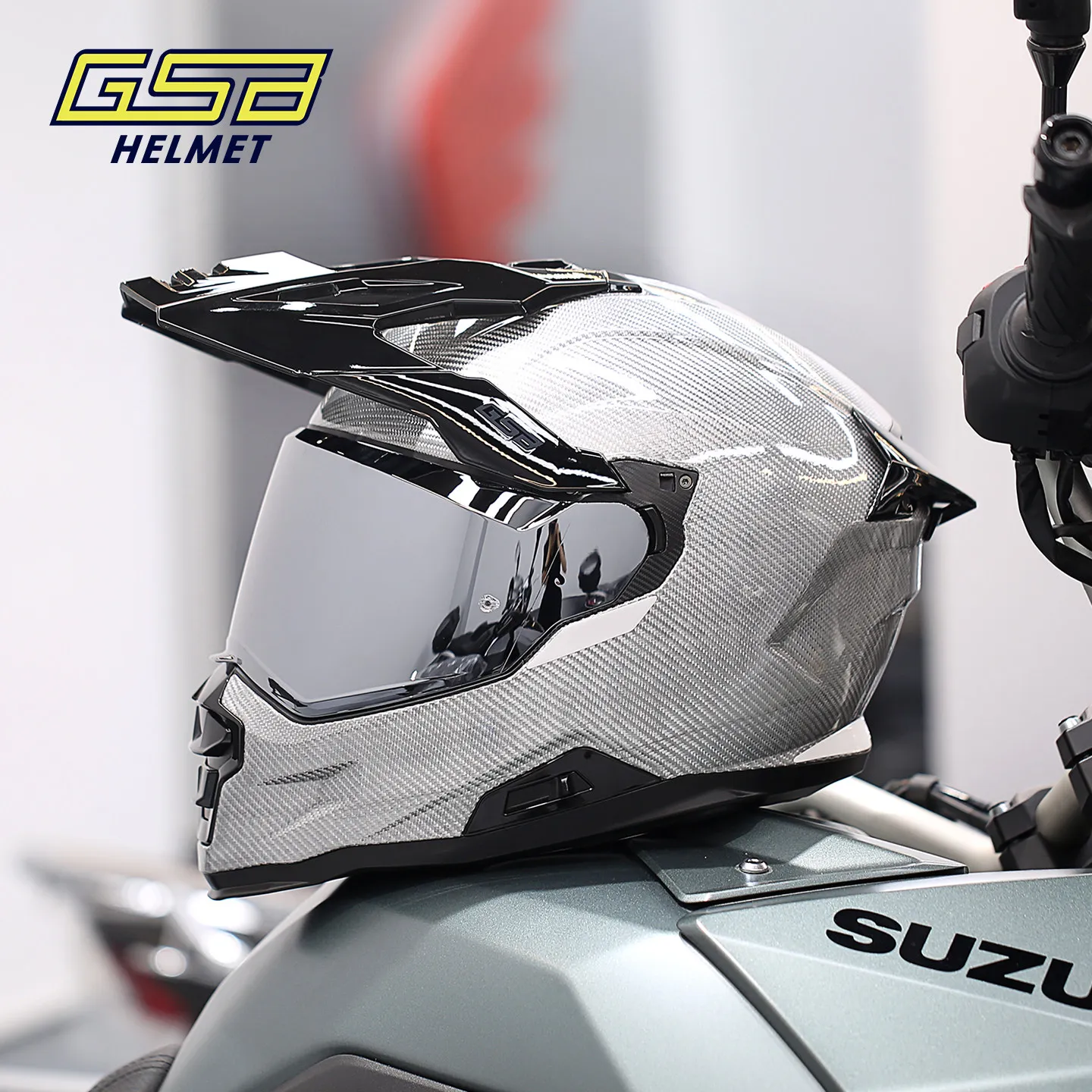 GSB Plus Size Carbon Fiber Light Weight Motocross Helmets Full Face Off Road Professional Racing Riding Rally Helmet Motorcycle