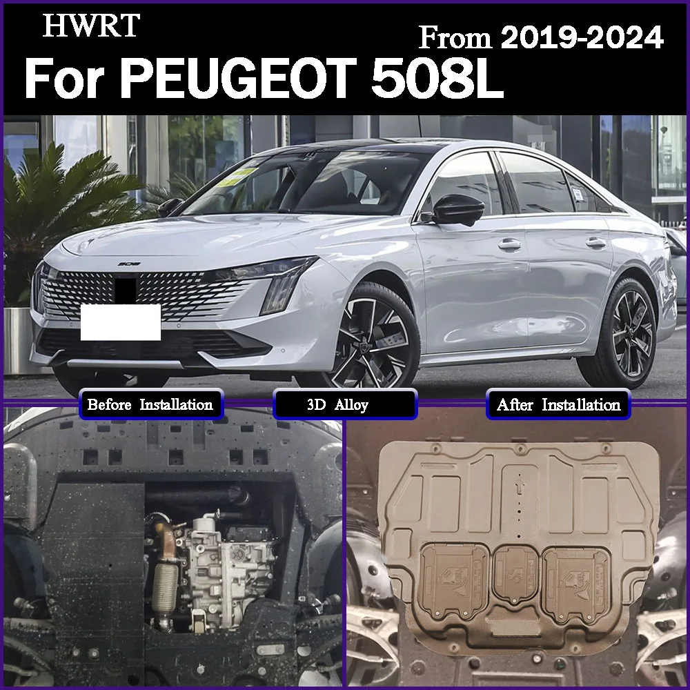 

For PEUGEOT 508L 2019-2024 1.6T 1.8T Under Engine Splash Shield Mud Guard Board Mudguard Black Fender Cover Plate Protect