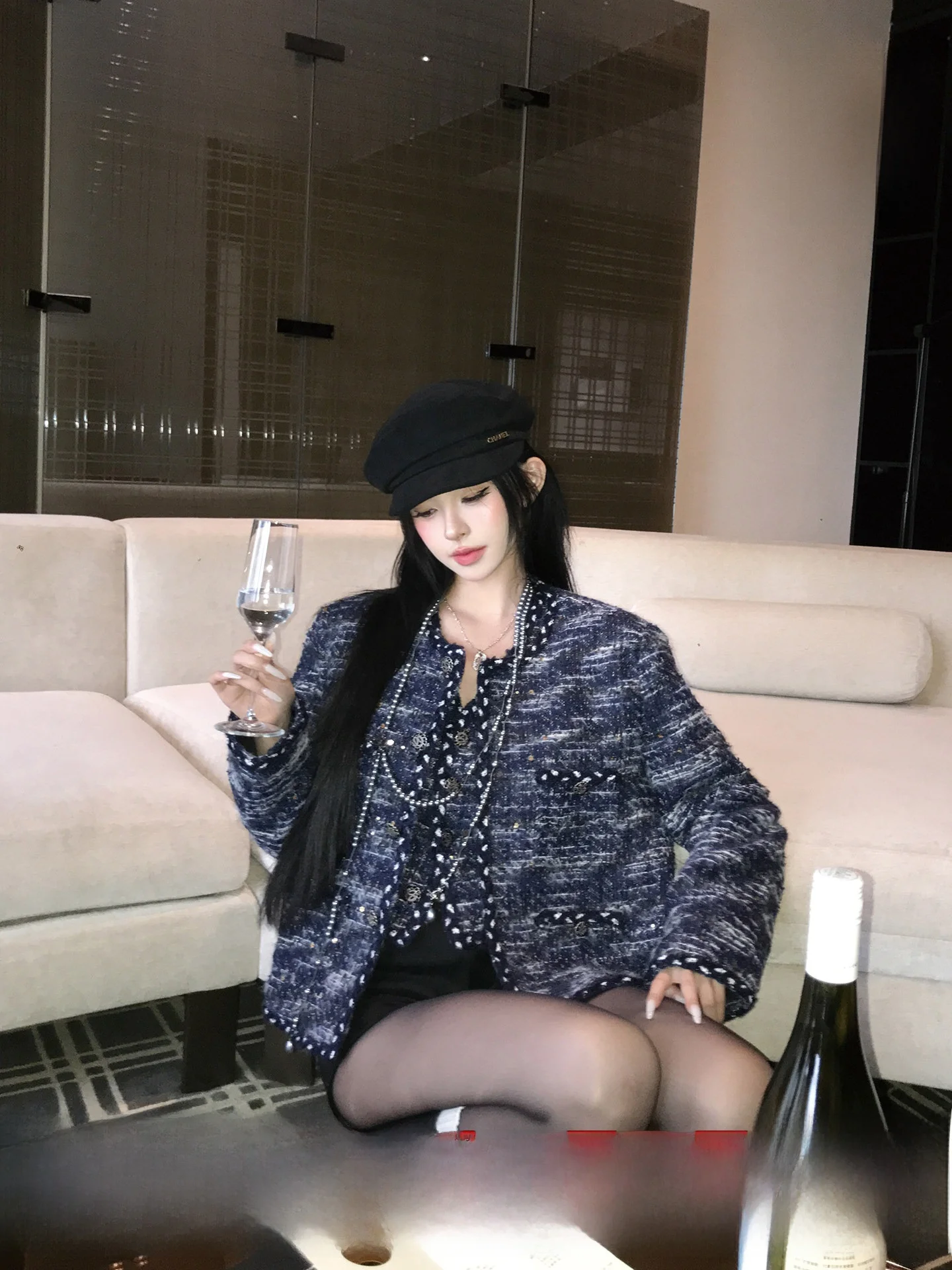 

Комплект из твидового пальто и жилета Okaaay Heavyweight для женщин: осенний, утепленный, в стиле французского шика, молодежный, класса люкс, размер S