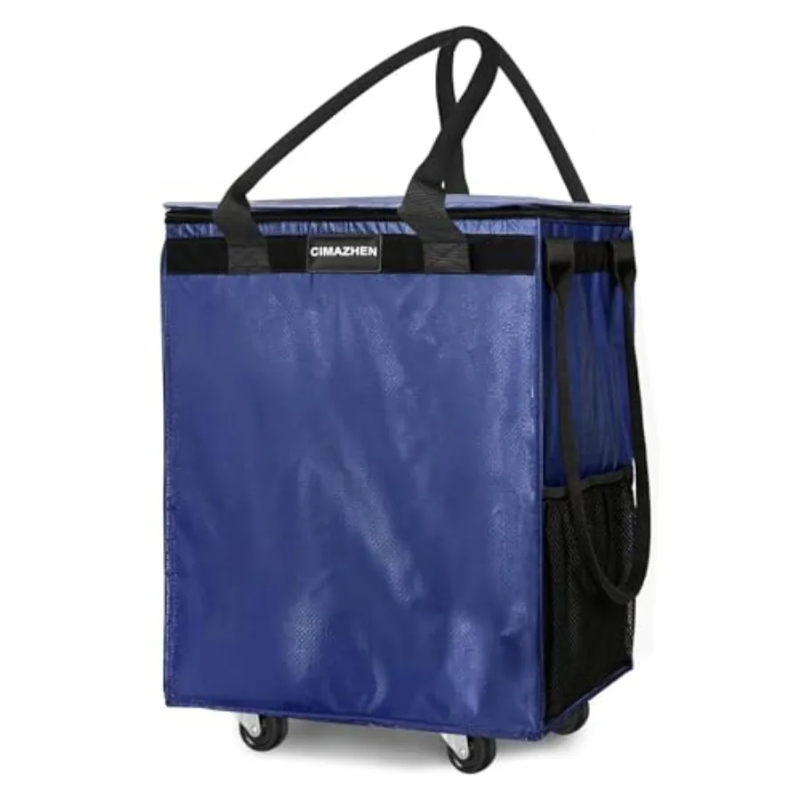 

Reusable Grocery Bag on 4 Wheels Foldable Rolling Tote Bag with 3 Handles and Zipper Storage Organizer for Groceries Rolling Sh