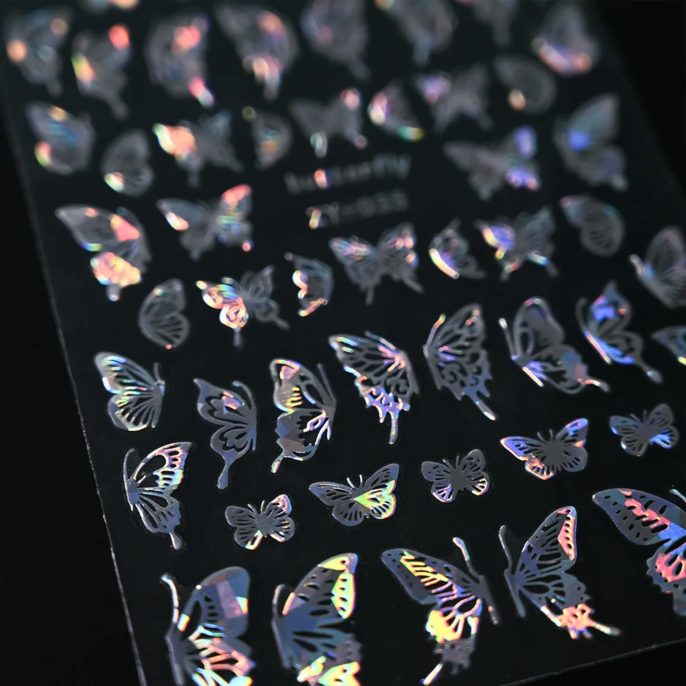 5 Teile/satz 3D Schmetterling Aufkleber Für Nägel Sliders Abziehbilder Metall Effekt Wraps Dekorationen Maniküre Kunst Design Zubehör