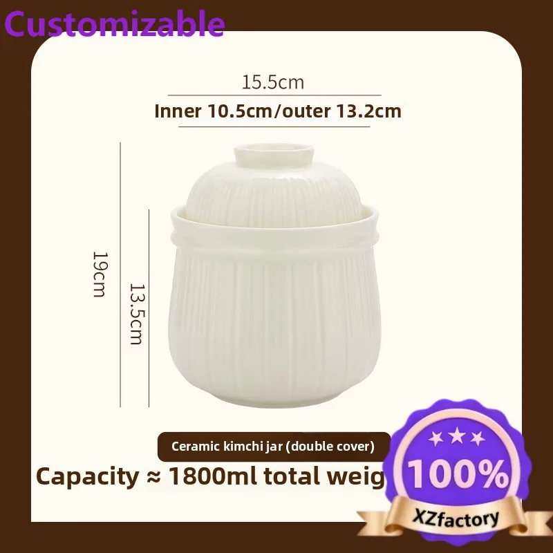 Factory Direct 2026 Ceramic premium kimchi with inner lid Household pickle Sauerkraut Large capacity sealed jar