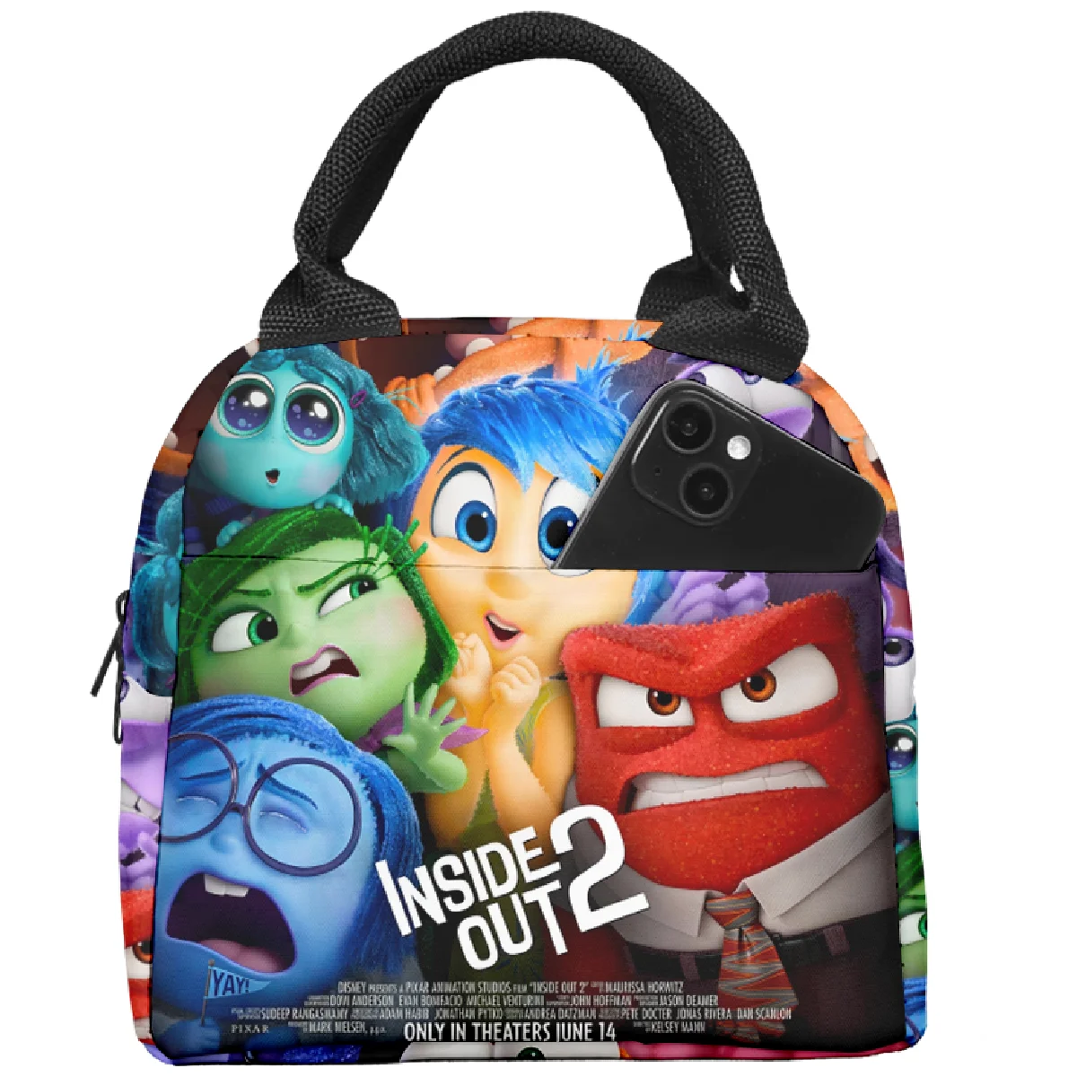 Inside Out 2 Cartoon Lunch Bag Animation 3D Digital Printing Large Capacity Storage Thermal Bag Children\'s Portable Lunch Bag