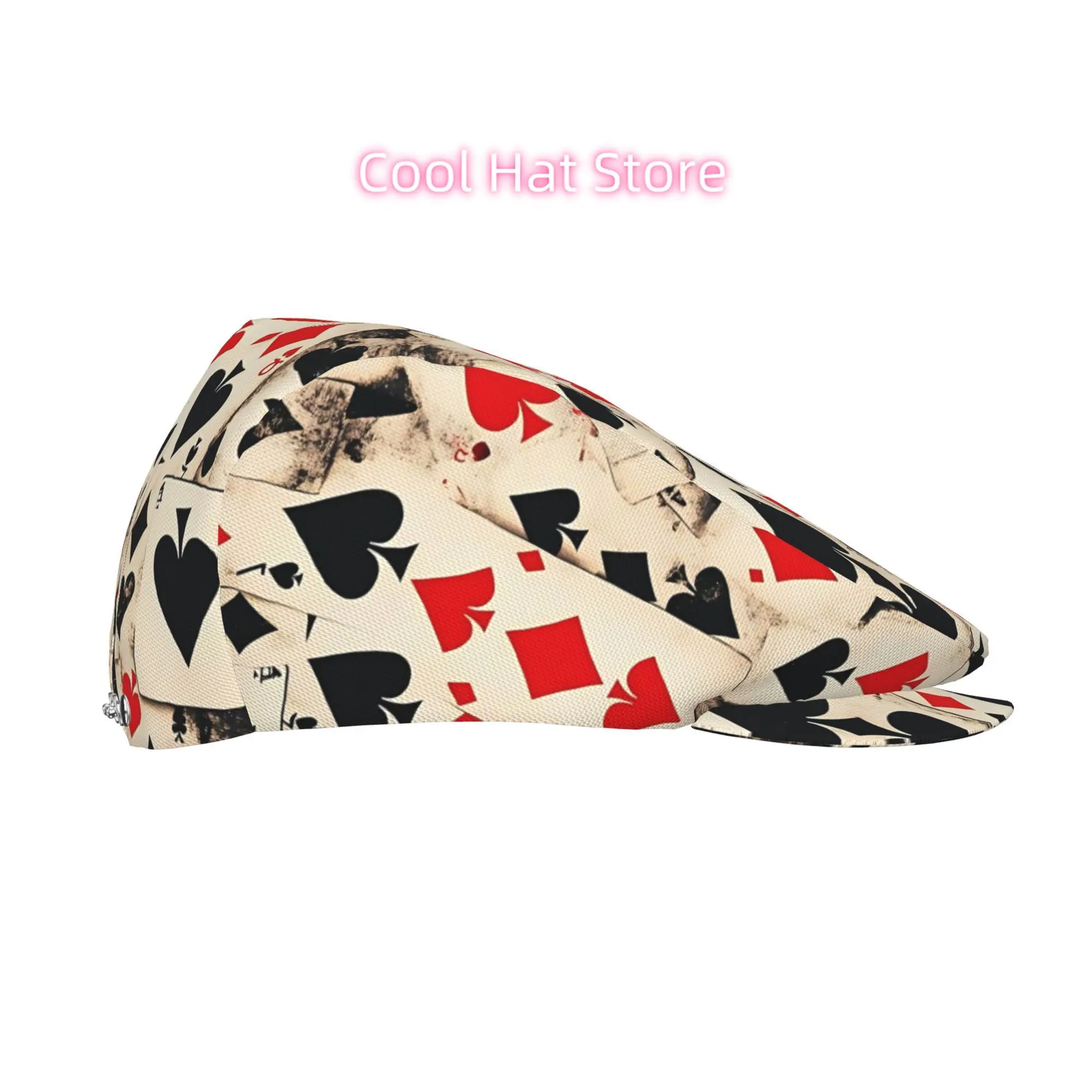 Poker Memoirs Men Beret Hat Polyester Adjustable Newsboy Hats Cabbie Gatsby Cap Driving Flat Caps Women Cabbie Cap Beret Forward