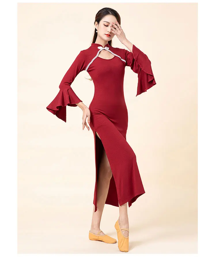 Falda de baile moderna para mujer, traje de baile largo estándar de lentejuelas, gran Swing, falda de salón de Flamenco español, Ropa de baile de vals