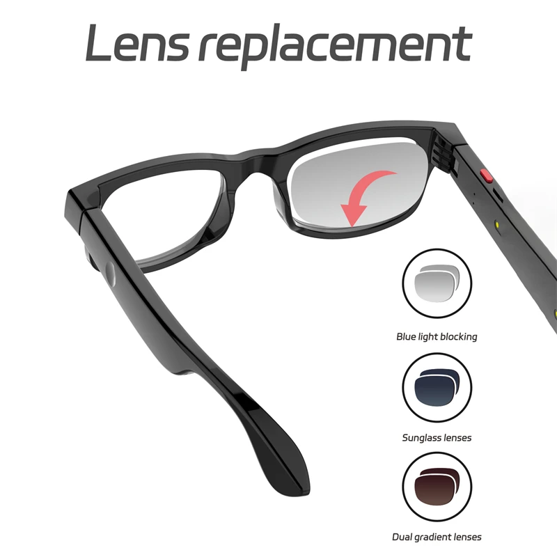 Óculos inteligentes AI MB-G1 com câmera de 500 MP, toque esportivo, óculos de sol, Bluetooth 5.3, WiFi, ChatGPT, reprodutor de música de vídeo, tradução