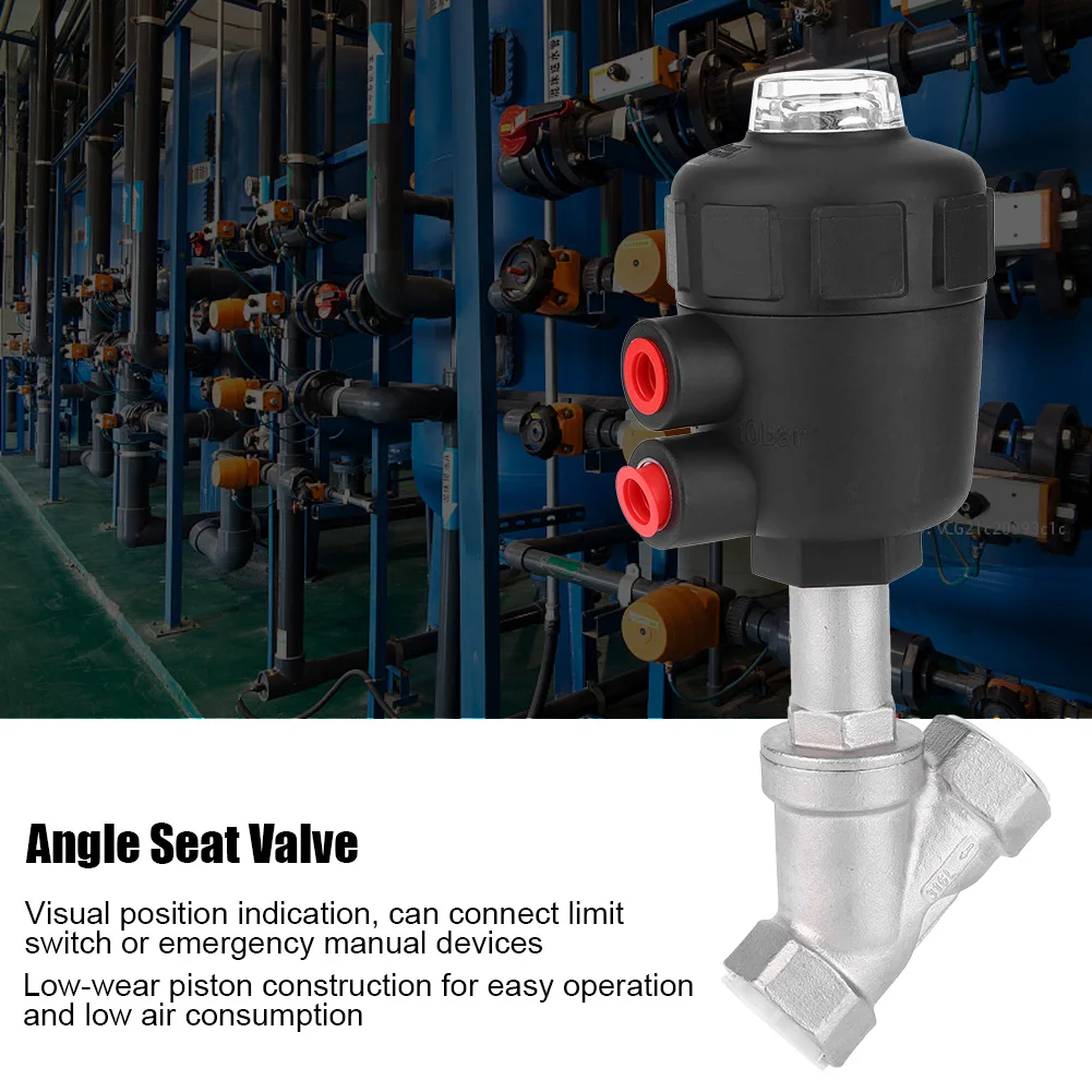 DN Series High Temperature and Corrosion Resistant Steam Pneumatic Valve Y Type Internal Thread Angle Seat Valve.