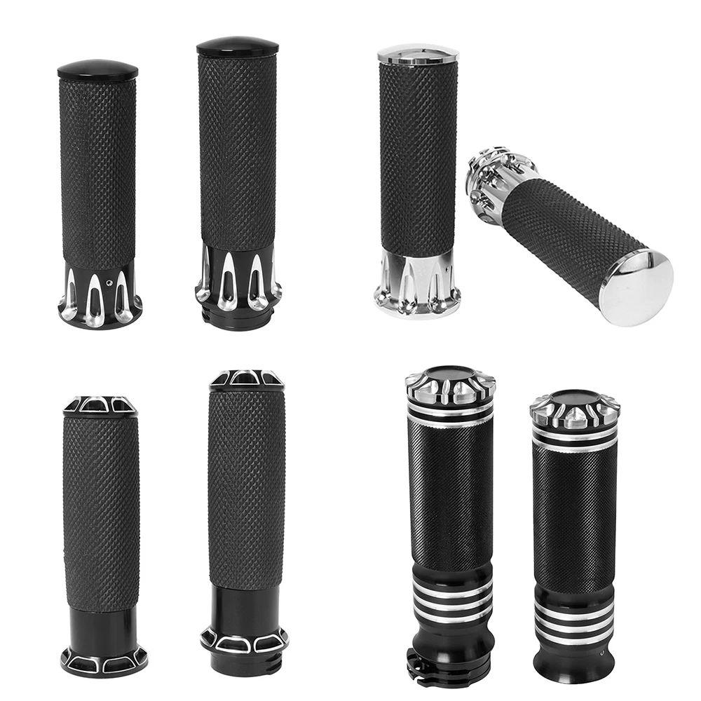 Motorcycle Handlebar Hand Grip 1\'\' 25mm Handle Bar Grips Black/ Chrome For Harley Sportster 883 1200 Touring Dyna Softail