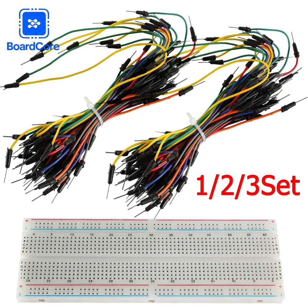 1-3 Sets MB-102 Breadboard 830 Points Solderless PCB Bread Board Kit +65pcs Jumper Wire Cable Prototype Board MB102 DIY Kit