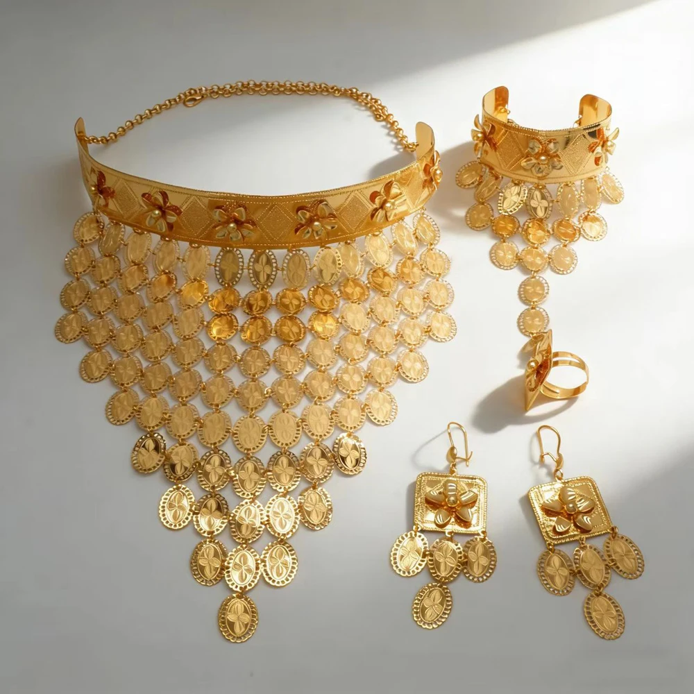 Bohemian-Style Gold Coin Tassel Jewelry Set The Perfect Choice for Wedding Parties and Festive Occasions