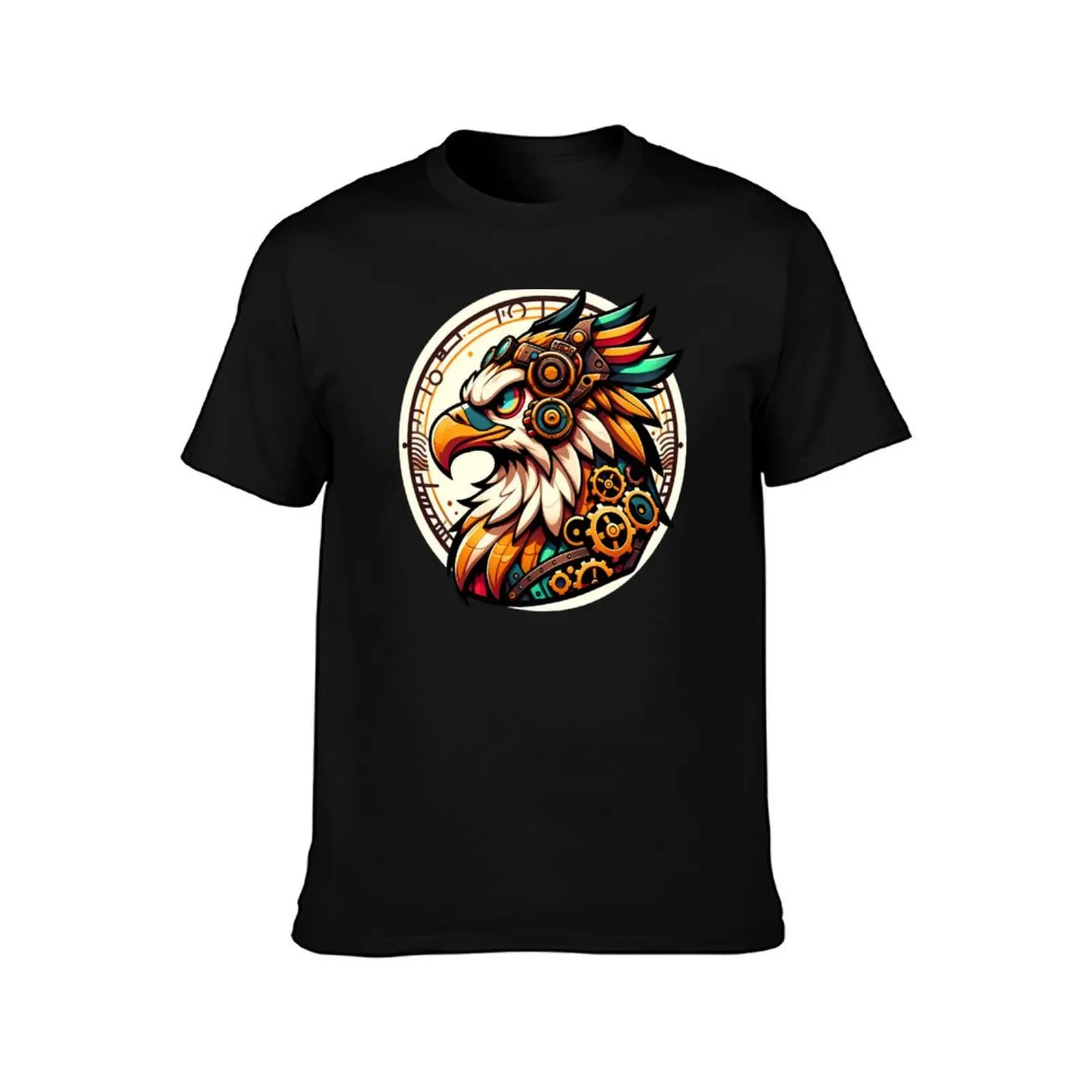 Steampunk Anthro Avian Griffin Art T-Shirt oversized graphic tee heavyweights men workout shirt