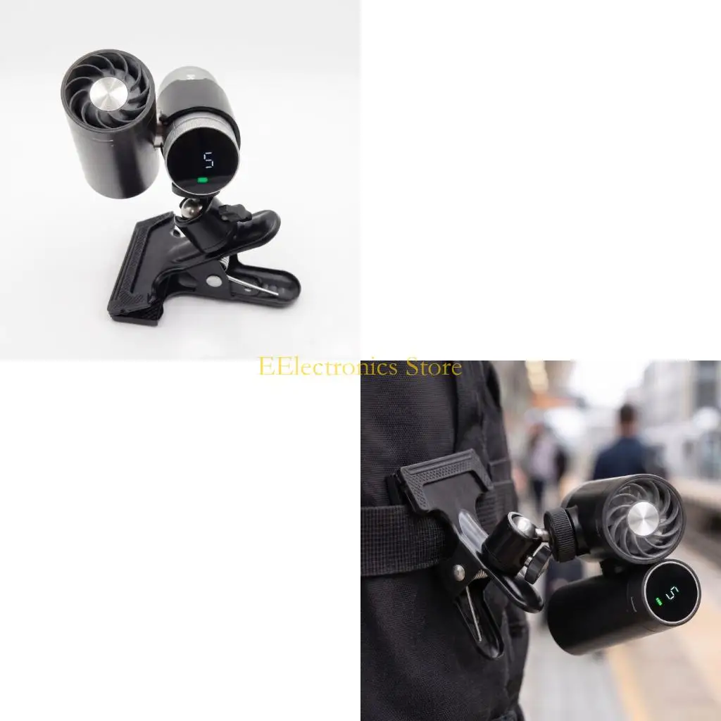 B03C Hands-Frees Fan Clamp Mount for Backpacks Strap, Belt, or Bike Bar Mount
