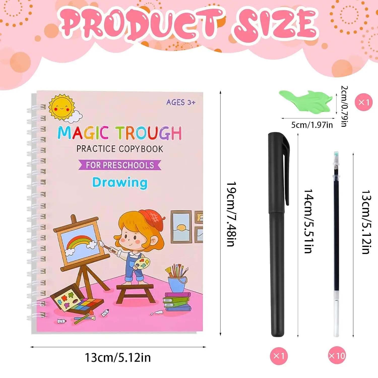 Magic Grooved Reusable Writing Books, Tracing Workbook for Kids Ages 3-5