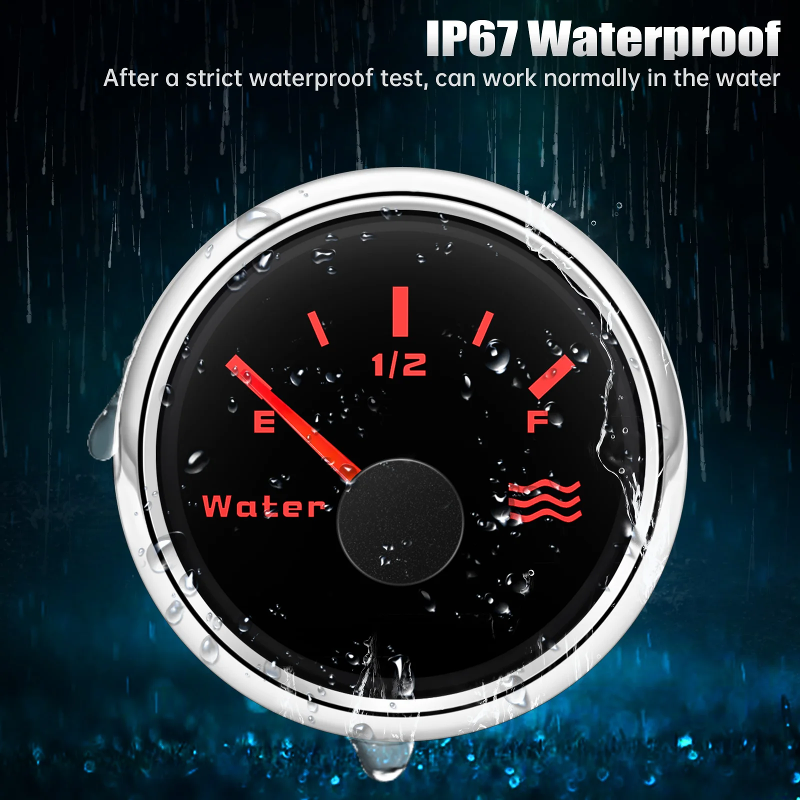 Waterproof NMEA2000 Boat 52MM Water Level Gauge with M12 Plug Red Light for PORT,STBD for Left Right Engine Yacht Vessel 12V24V